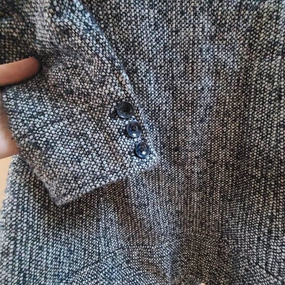 Kut From the Kloth Tweed Peacoat Minimalist Quiet Luxury Dark Academia LARGE L - Picture 7 of 10